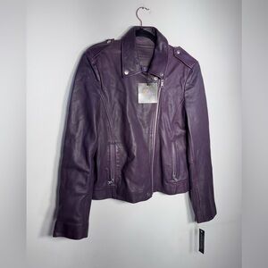 Amaryllis Deep Purple Leather Jacket